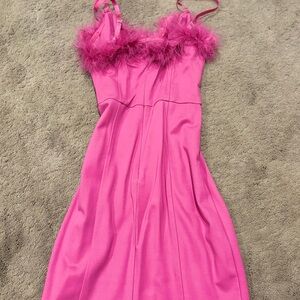 Forever 21 Vibrant Pink Feathered Dress